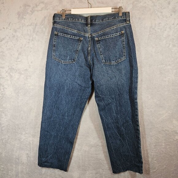 NWT Old Navy Womens 14P Distressed High-Waisted Straight Leg Jeans button fly - Picture 5 of 12